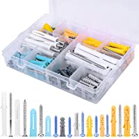 200 Piezas de Plástico Auto Taladro de Drywall Acanalado Surtido de Anclas con el kit de Tornillos JA002